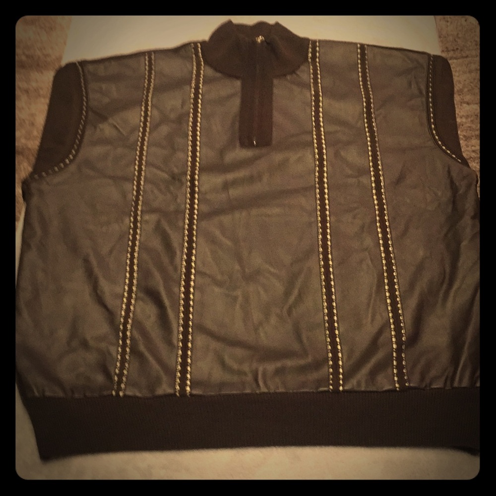Brown Faux Leather Sweater